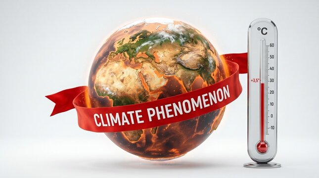 Earth globe with thermometer showing high temperature