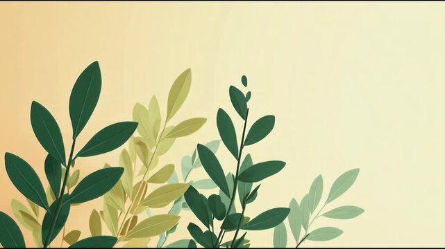 Lush Green Foliage and Leaves on a Soft Gradient Background.