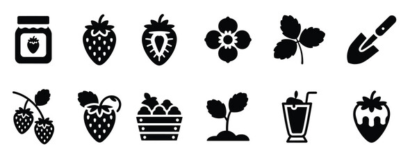 Hand drawn blackberry and berry icons set on white background minimalist illustration © MOHAMMADSHARIFUL