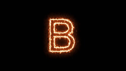 Bright glowing neon letter B with electric energy effects on a dark background. Ideal for logo reveals, alphabet animations, typography projects, digital branding, motion graphics, social media intros © DESIGNAUR