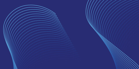 Curved blue lines on a dark blue background abstract vector design © ak