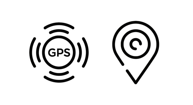 Gps location icon with signal waves and map pin location navigation technology tracking positioning coordinates direction waypoint destination