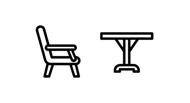 Minimalist line art illustration of a chair and a table with dining room interior design home decor furniture minimalist illustration contemporary