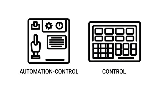 Automation control panel with buttons and control panel with numeric keypad, automation