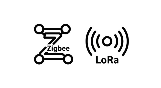 Zigbee and lo ra wireless technology icons with wireless technology communication protocol connectivity internet electronics innovation infrastructure