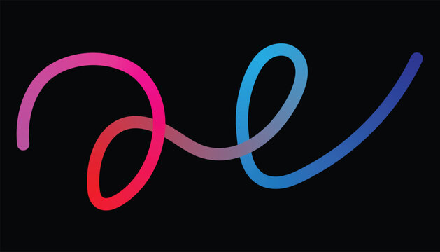 Abstract Neon Gradient Infinite Loop Line Art on Black Background