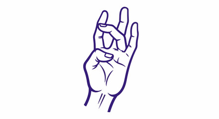 Fototapeta premium Line art of a right hand in mudra gesture