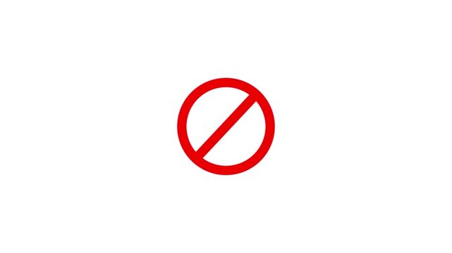 Abstract a beautiful new red sign stop, error, wrong, fail, cross, warning icon animation on white background.
