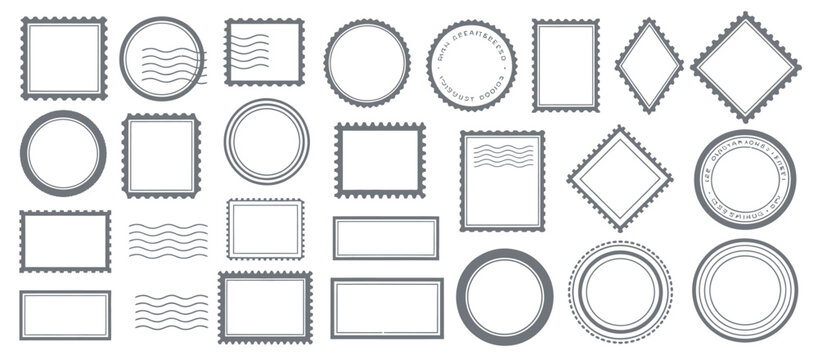 Large collection of vintage postage stamp frames and postmark cancellation designs