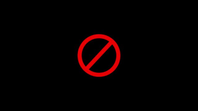 Abstract a beautiful new red sign stop, error, wrong, fail, cross, warning icon animation on black background.