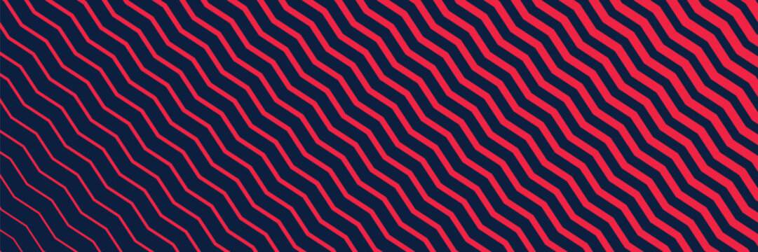 Wavy red lines on dark blue background abstract pattern with fading effect.