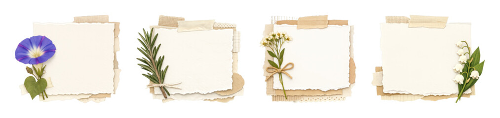 Fototapeta premium PNG Vintage floral paper frames on transparent background