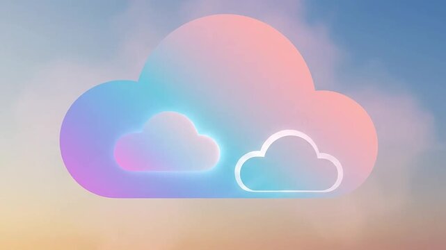 Vibrant neon cloud illustration in the sky.