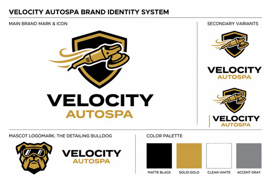 Premium Velocity Autospa Car Detailing and Wash Logo Design