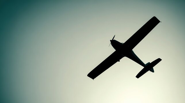 Minimalist monoplane side silhouette, sleek single wing and balanced structure, soft gradient sky, shallow depth