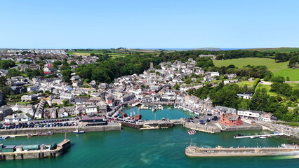 Fototapeta premium Padstow Harbour and Town Aerial View