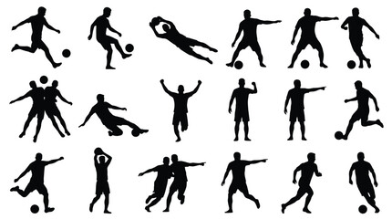 Fototapeta premium Soccer player silhouettes set of football players isolated vector illustrations for web design.