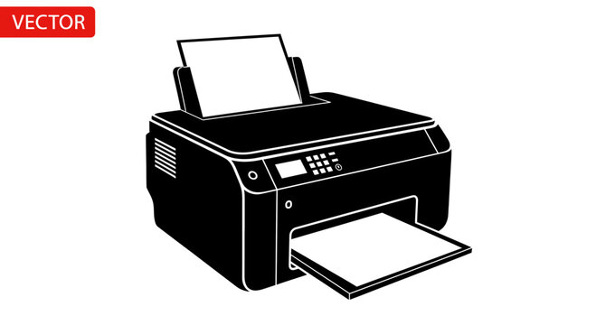 Modern Multifunction Printer Device Isolated on White Background