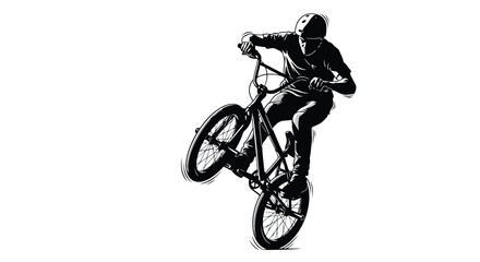 Naklejka premium Dynamic BMX Rider Performing an Aerial Stunt.
