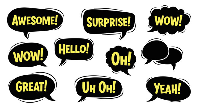 Collection of Vibrant Comic Book Speech Bubbles.