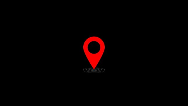 Minimalist location pin pointer with radio waves animation