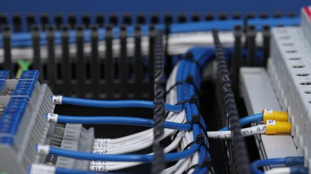 Connecting electrical modules using copper insulated electrical wires in the electrical switchboard. 