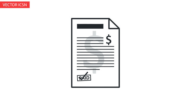 Paid Invoice Document with Check Mark, Financial