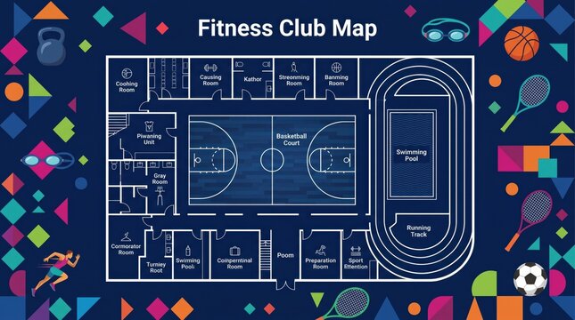 Fitness club map floor plan layout