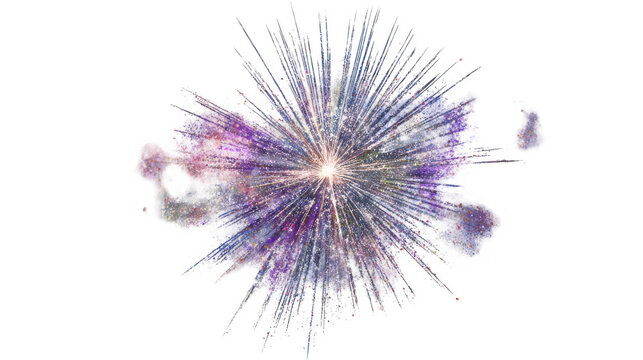 Vibrant purple and pink explosion of colorful lines on transparent background