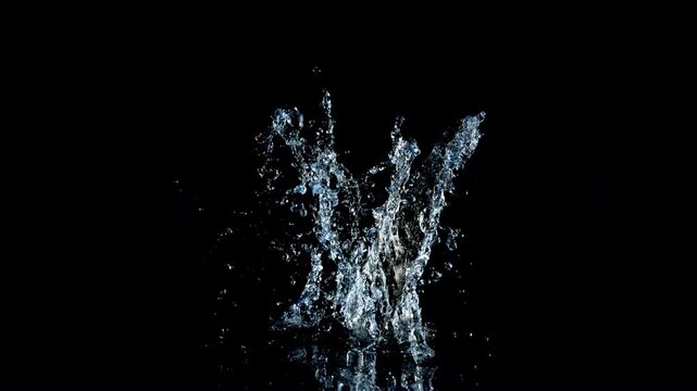 Super Slow Motion Shot of Water Splash Isolated on Black Background at 1000fps.