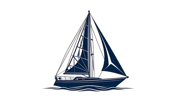 Classic three masted wooden sailing ship silhouette against white background.