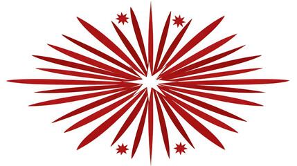 Obraz premium Red starburst design with sharp lines isolated on transparent background