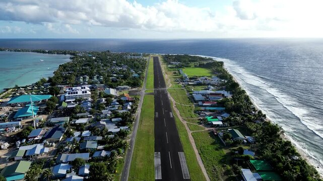 Droning on an airstrip in Tuvalu. Probably the only airstrip you can do that on