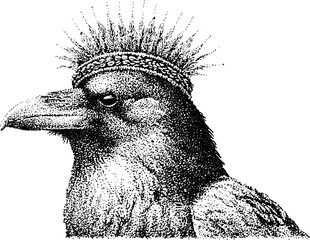 Obraz premium Bird portrait with braided headband and radiant crest