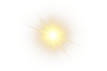 Golden glitter explosion and light rays PNG. Spark and star dust glow isolated transparent element. © Felicety