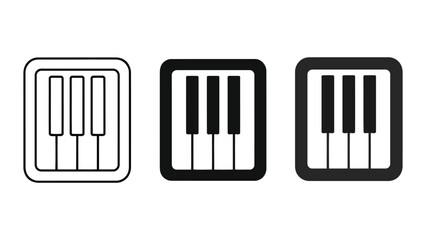 Piano keyboard keys vector icon set in outline and solid styles © ASHRAFUR 