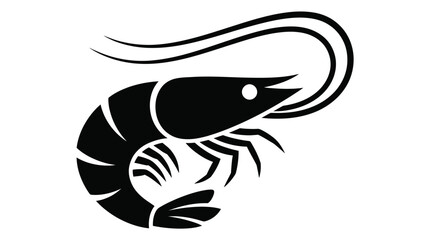 Fototapeta premium Black and white graphic illustration of a single shrimp showing a simple and clean design style