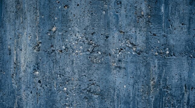 Weathered blue concrete wall texture with rough porous surface and industrial stone aggregate details