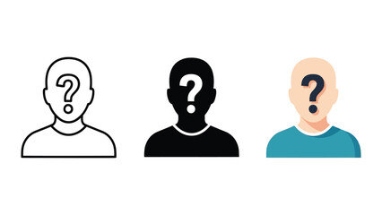 Fototapeta premium Anonymous person avatar set with question mark face vector illustration