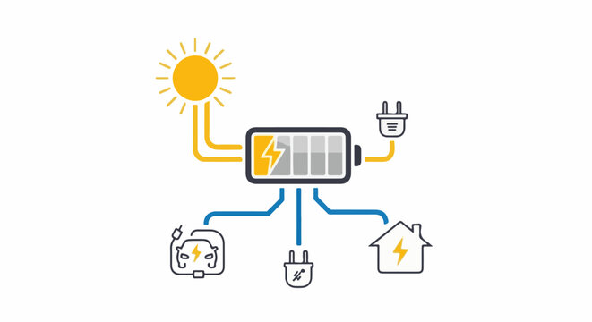 Solar energy powers battery, home, car, and plug