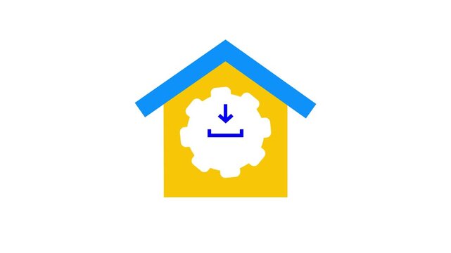 Connected home icon animation with software upgrade and automation technology.4k video.