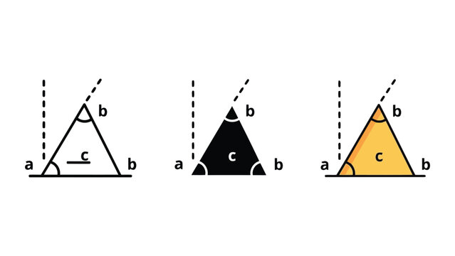 Geometric triangle illustration with labeled angles and sides for mathematics education