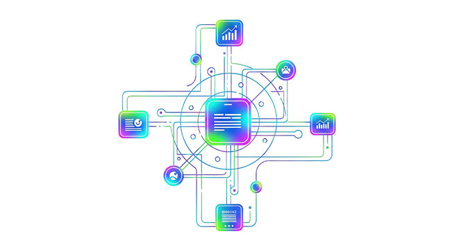 Colorful Network System Flow Diagram.