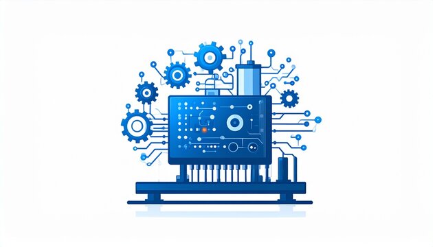 Blue digital lock with interconnected network nodes illustration.