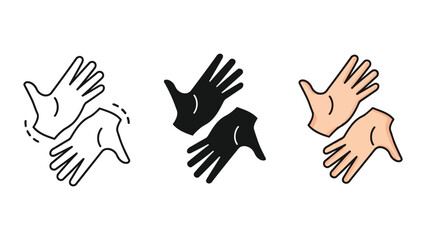 Obraz premium Human hands gesture set in outline silhouette and flat color vector illustration