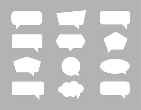 Speech Bubble Vector Collection For Chat And Communication Design. Blank Message Box Templates In Different Geometric Shapes. Conversation Dialog Elements For Social Media And User Interface Projects