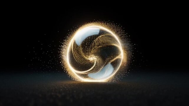 cosmic planetary formation animation with glowing celestial rings