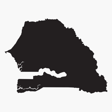 Vector graphic artwork suitable for print and web containing flat detailed map of SENEGAL