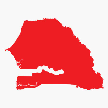 Vector graphic artwork suitable for print and web containing flat detailed map of SENEGAL