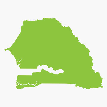 Vector graphic artwork suitable for print and web containing flat detailed map of SENEGAL